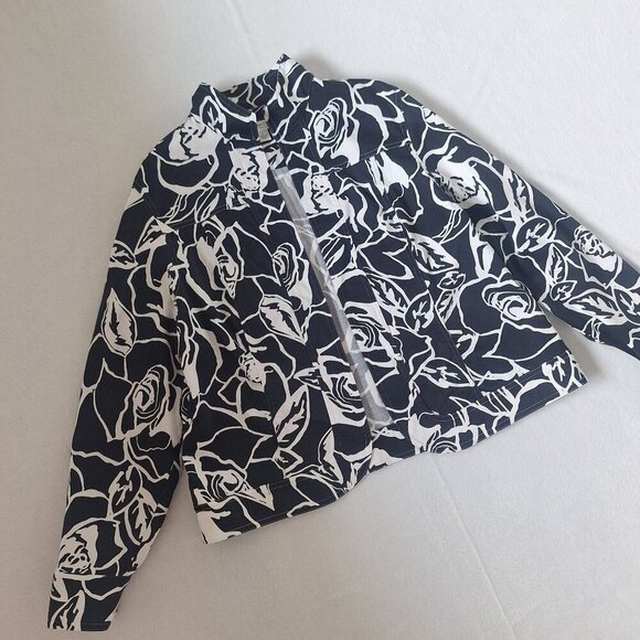 💙 Coldwater Creek Artsy 100% Cotton Jacket Size L Preppy Contemporary - Picture 3 of 8